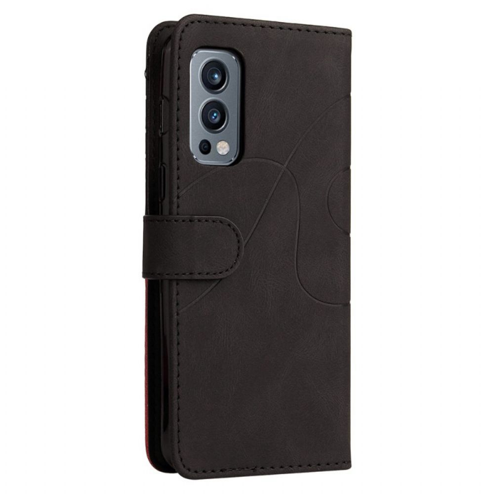 Flip Case Für OnePlus Nord 2 5G Signature Two-tone Kunstleder