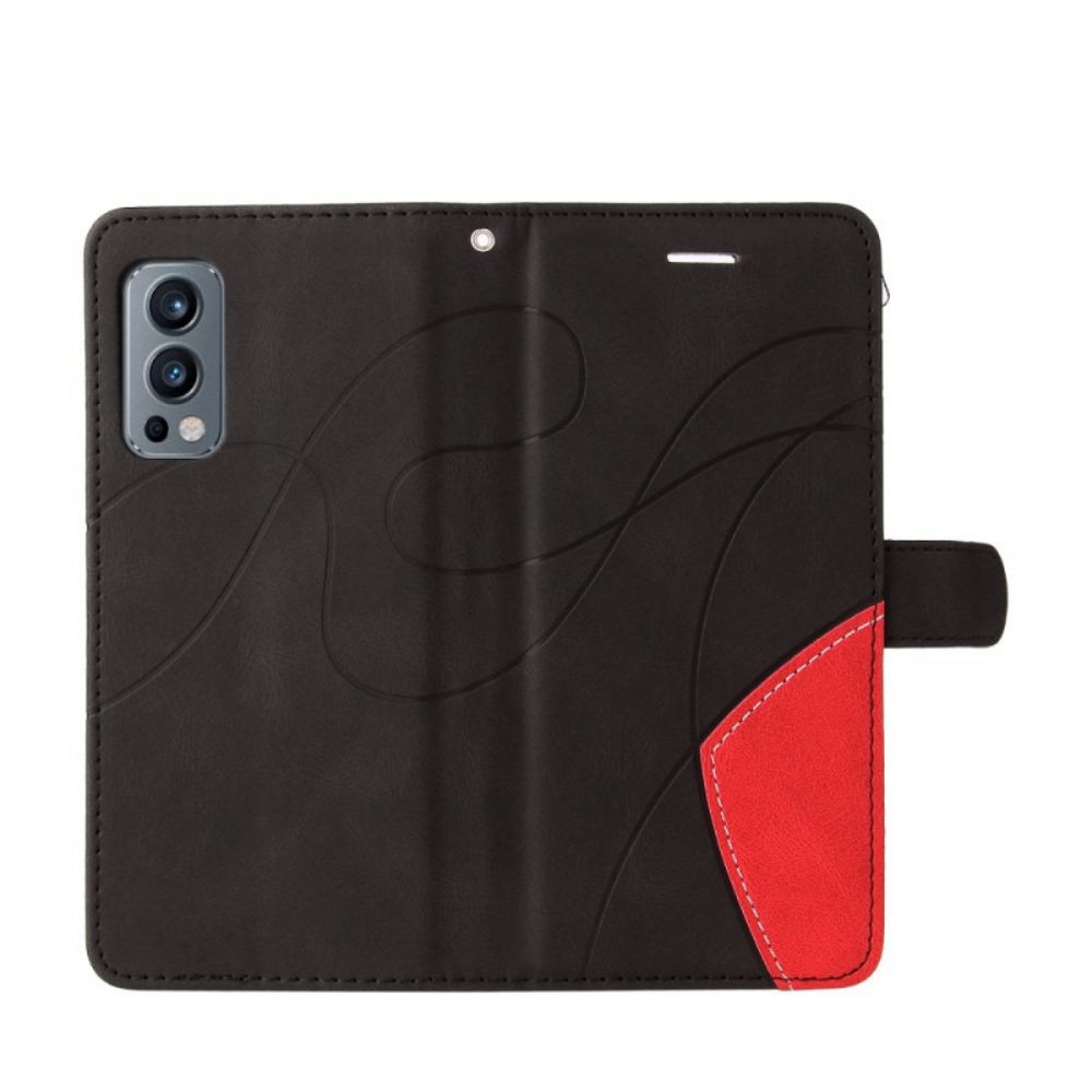 Flip Case Für OnePlus Nord 2 5G Signature Two-tone Kunstleder