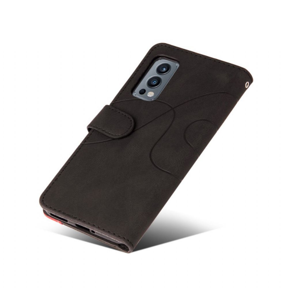 Flip Case Für OnePlus Nord 2 5G Signature Two-tone Kunstleder