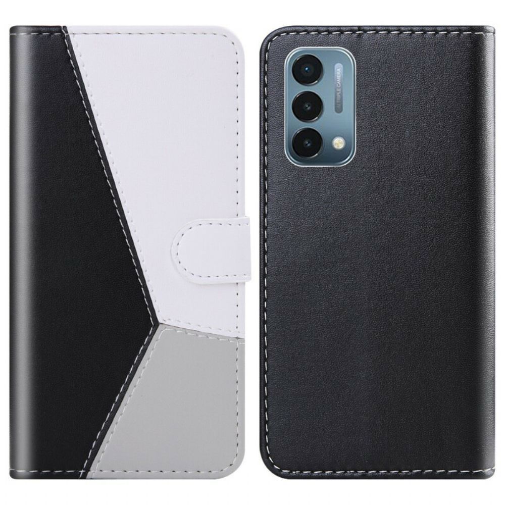 Flip Case Für OnePlus Nord 2 5G Tricolor Lederoptik