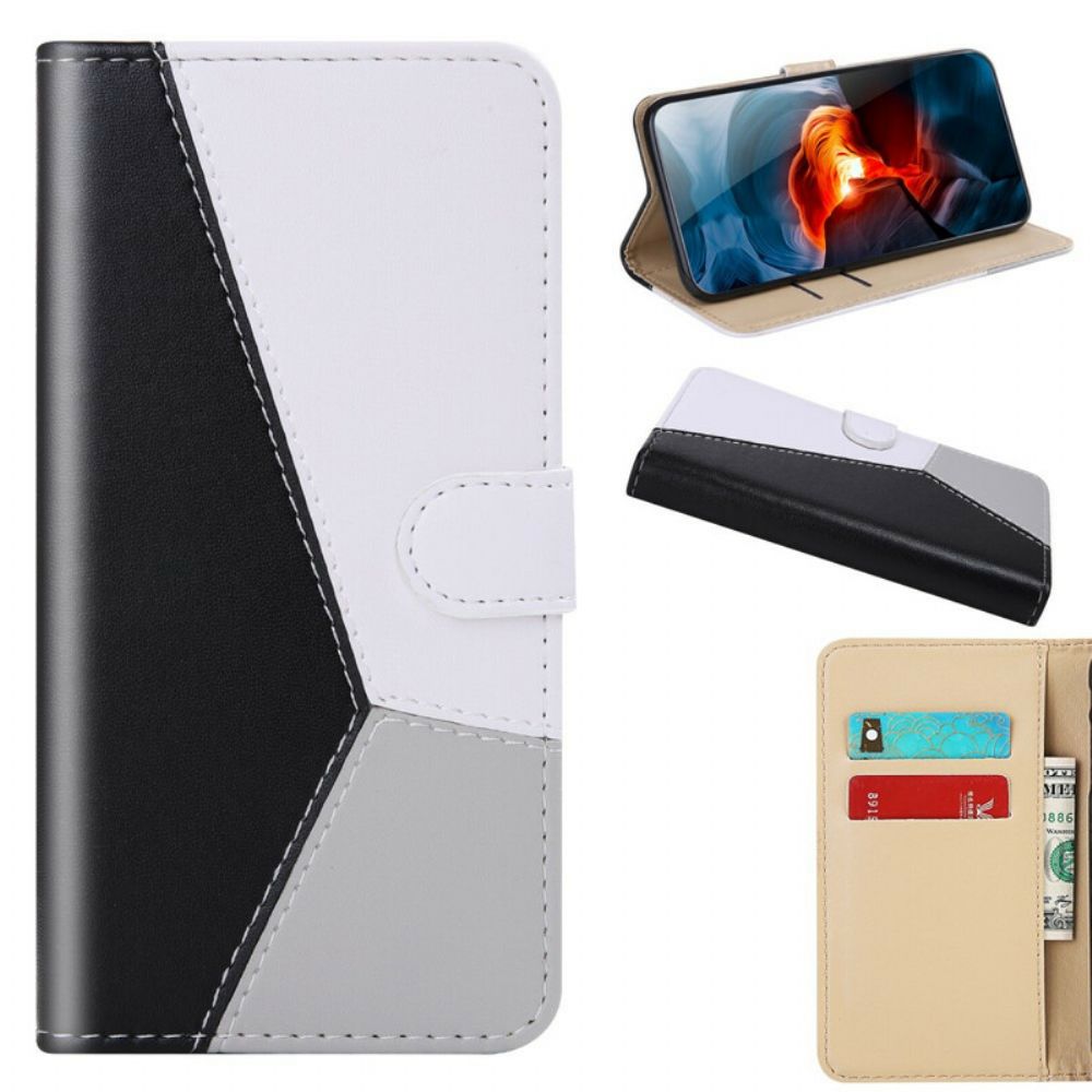 Flip Case Für OnePlus Nord 2 5G Tricolor Lederoptik