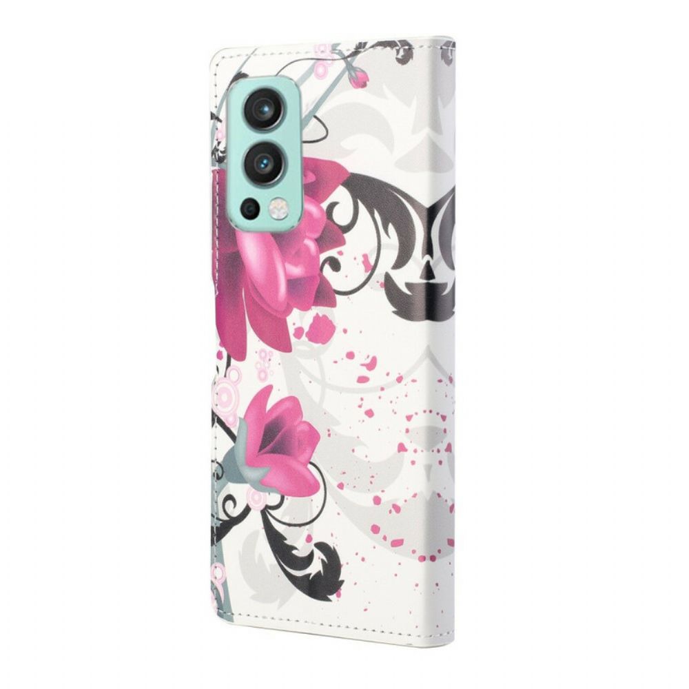 Flip Case Für OnePlus Nord 2 5G Tropische Blumen