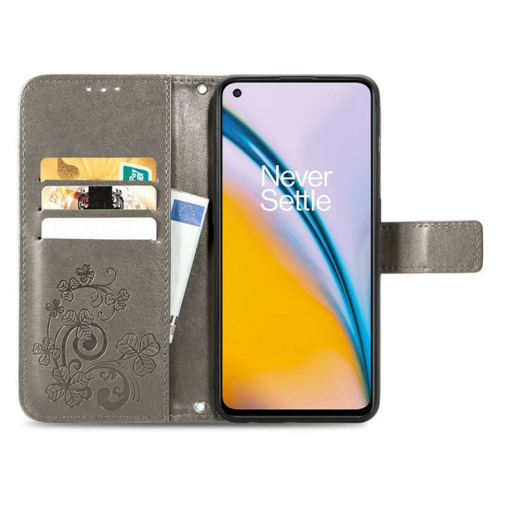 Flip Case Für OnePlus Nord 2 5G Vierblättriges Kleeblatt