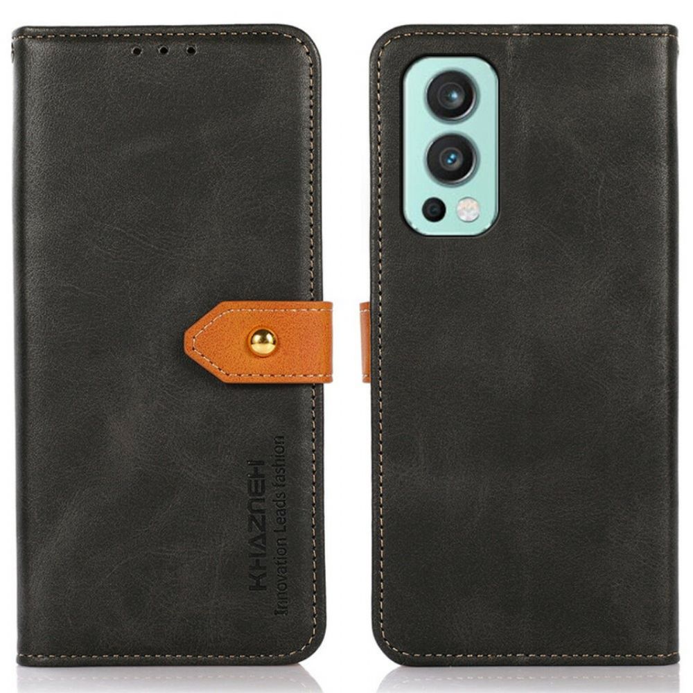 Flip Case Für OnePlus Nord 2 5G Zweifarbiger Goldener Verschluss Khazneh