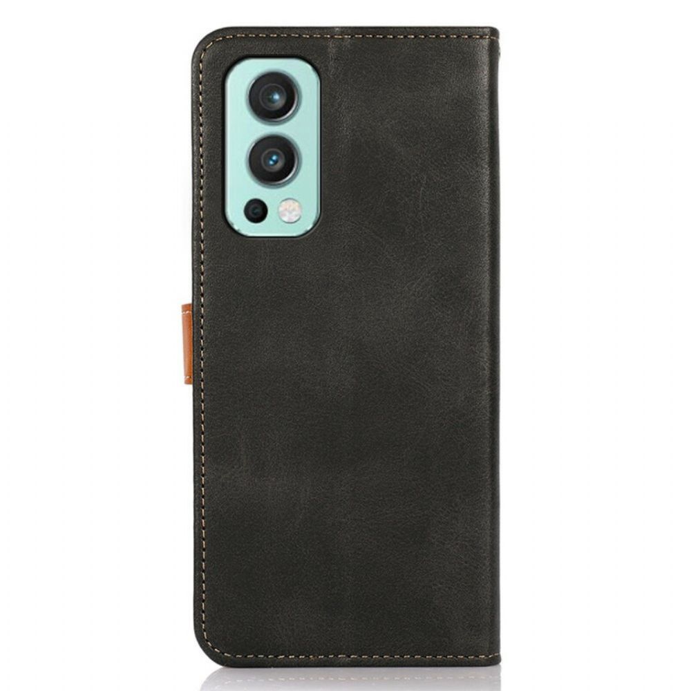 Flip Case Für OnePlus Nord 2 5G Zweifarbiger Goldener Verschluss Khazneh