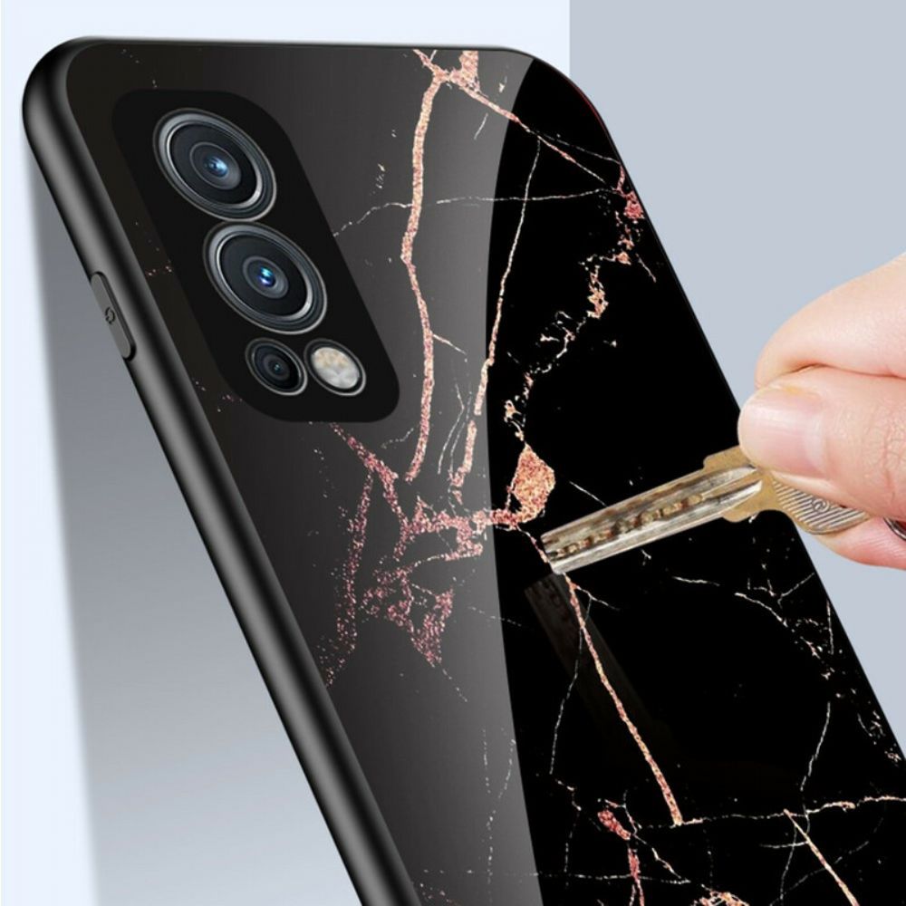 Handyhülle Für OnePlus Nord 2 5G Marmorfarben Gehärtetes Glas