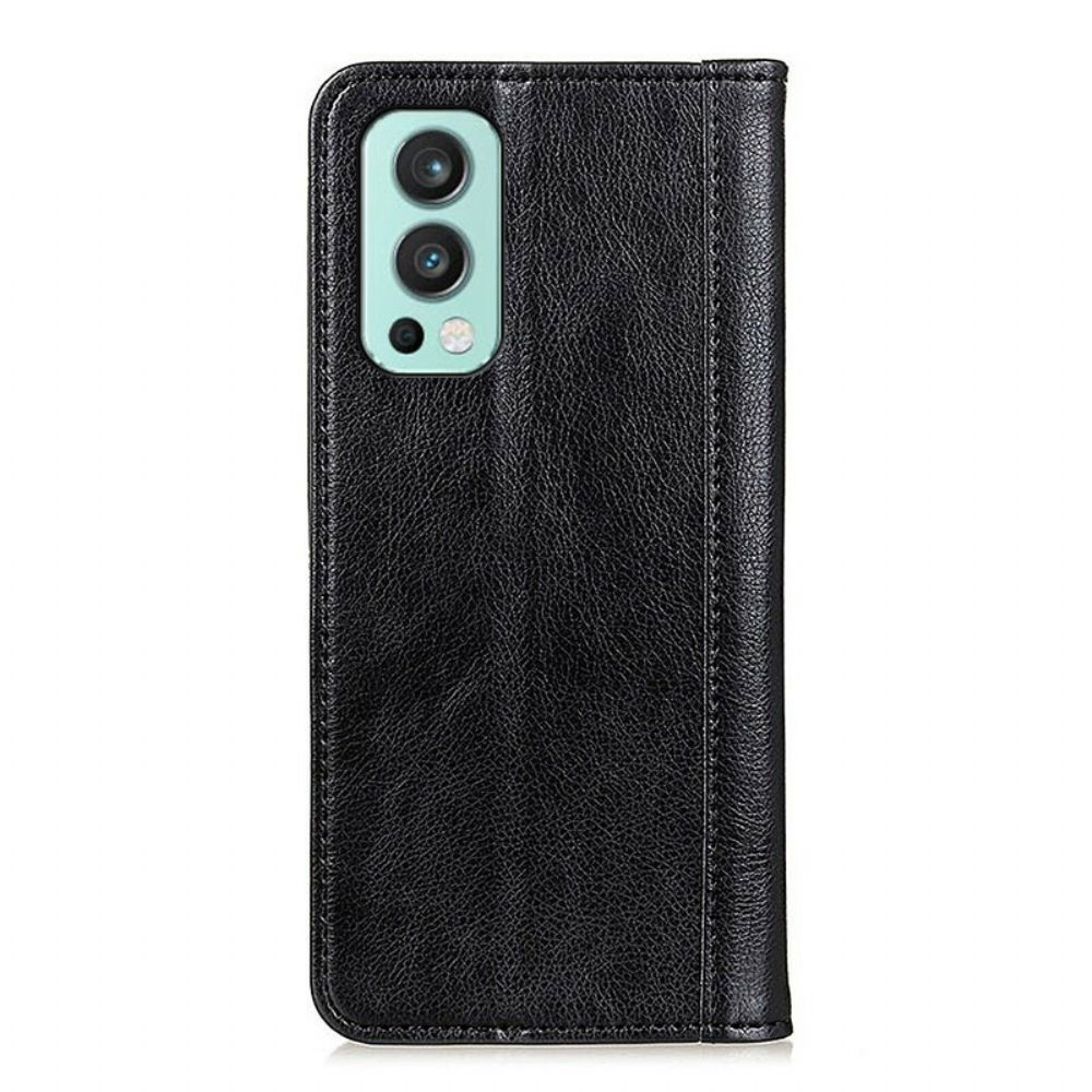 Schutzhülle Für OnePlus Nord 2 5G Flip Case Ausführung In Gespaltenem Litschileder