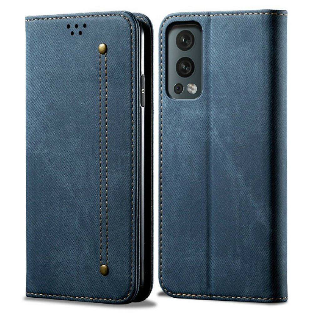 Schutzhülle Für OnePlus Nord 2 5G Flip Case Jeans-textur Aus Lederimitat