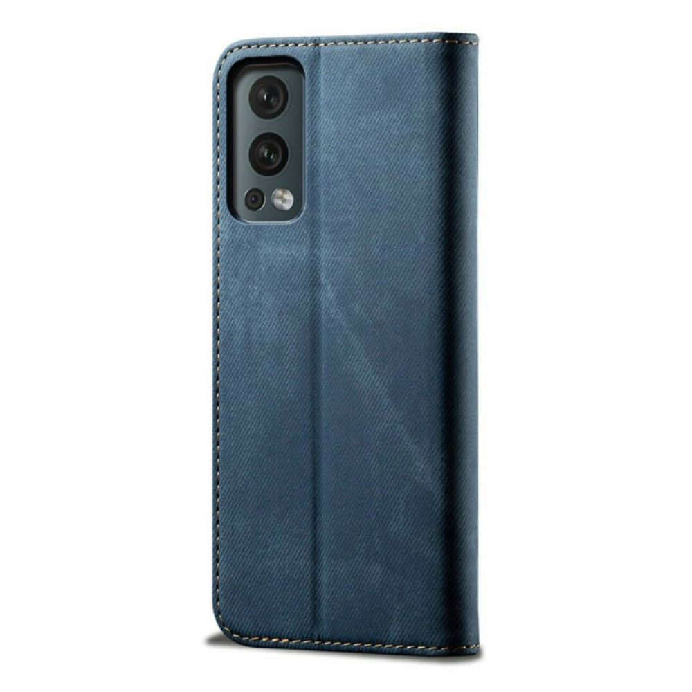 Schutzhülle Für OnePlus Nord 2 5G Flip Case Jeans-textur Aus Lederimitat