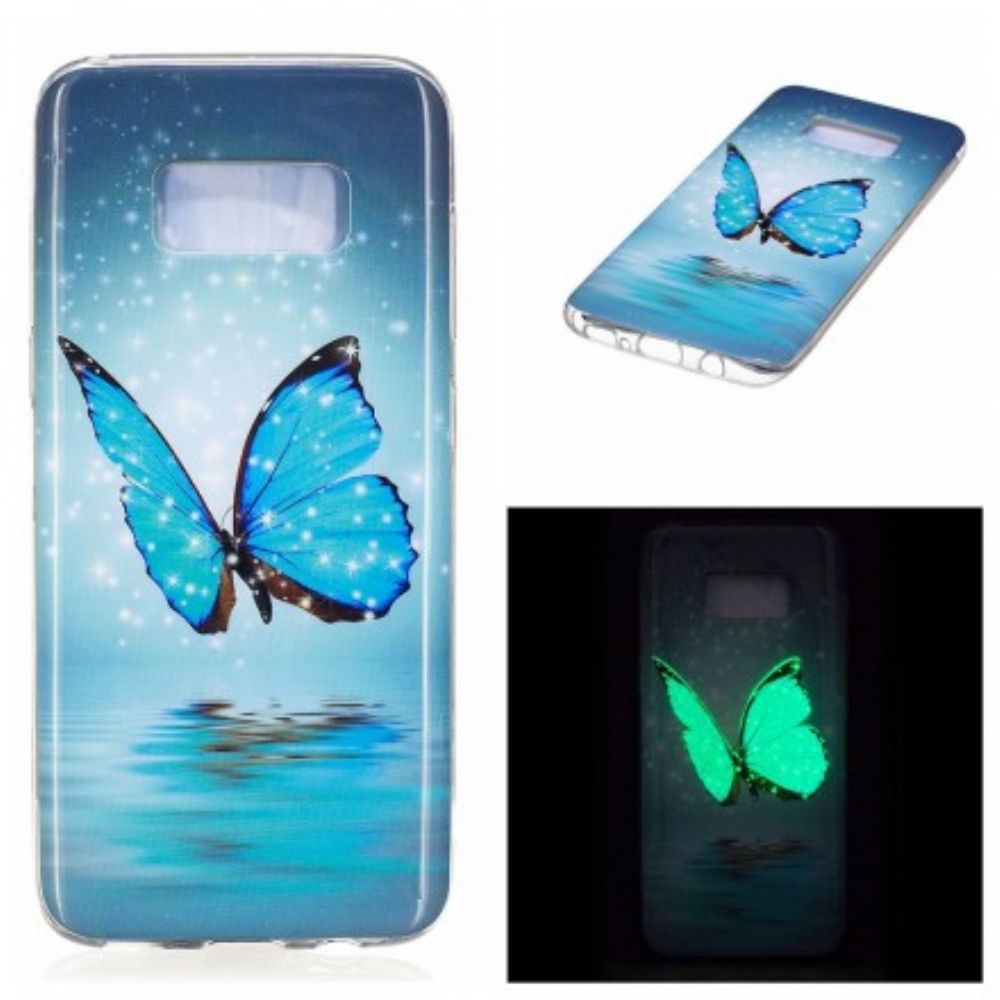 Handyhülle Für Samsung Galaxy S8 Fluoreszierender Blauer Schmetterling