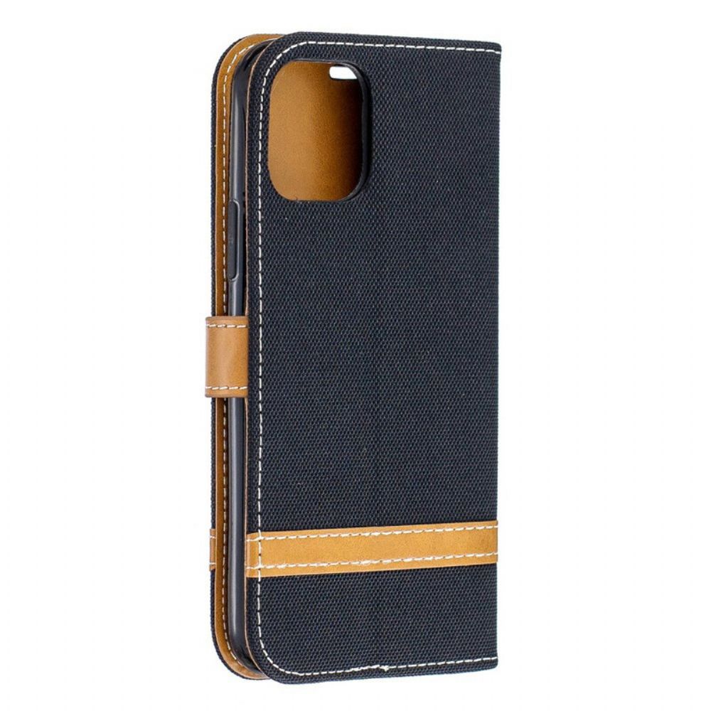 Flip Case Für iPhone 11 Pro Mit Kordel Armband In Stoff- Und Lederoptik