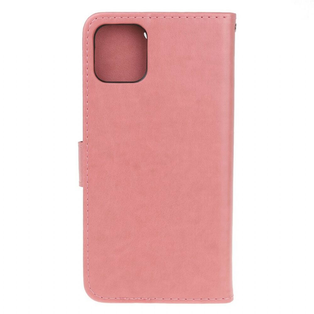 Flip Case Für iPhone 11 Pro Mit Kordel Geblümtes Riemchen