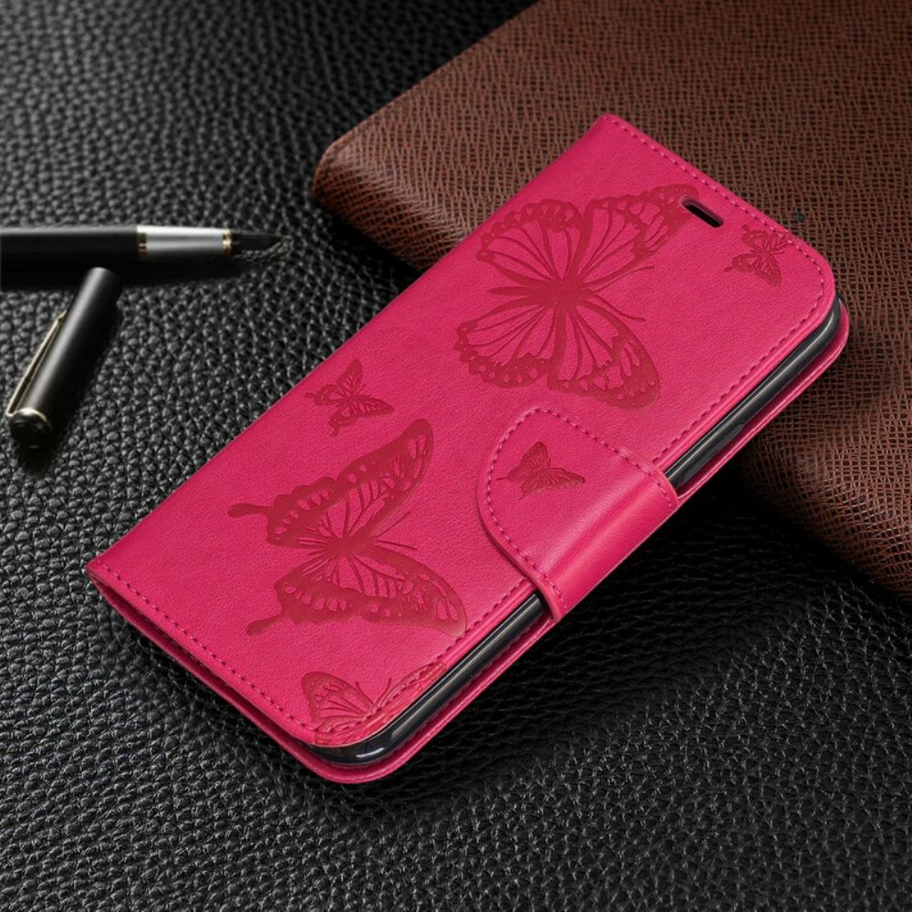 Flip Case Für iPhone 11 Pro Mit Kordel Mit Schmetterlingen Bedruckter Riemen