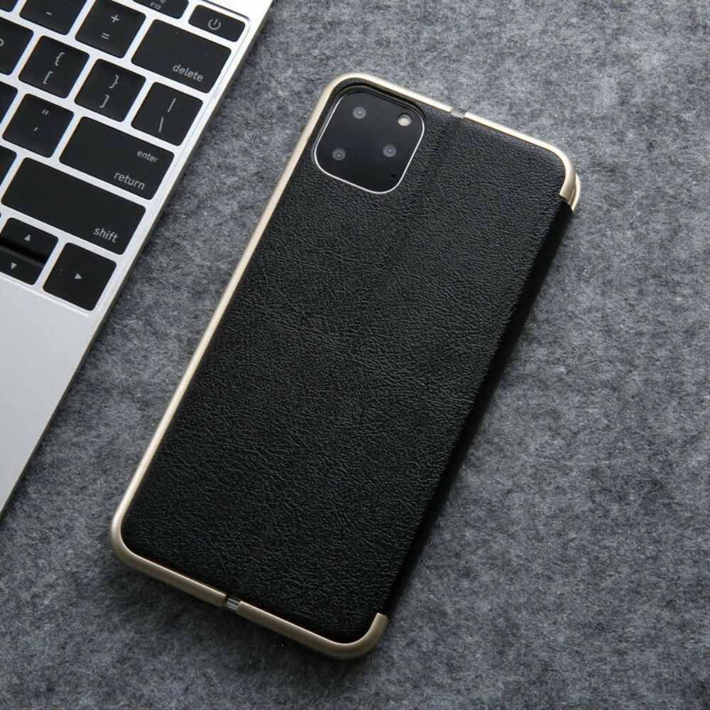 Schutzhülle Für iPhone 11 Pro Flip Case Lederimitat Cmai2 Metallkanten