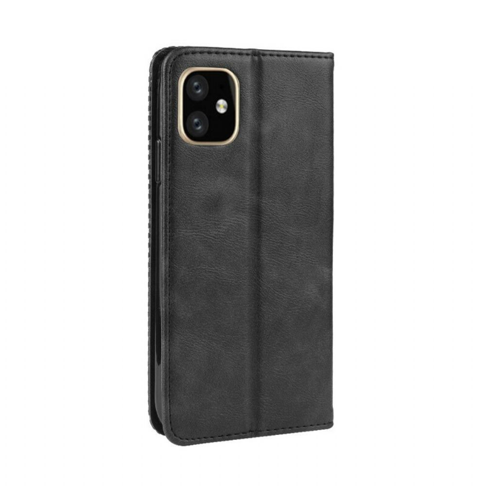 Schutzhülle Für iPhone 11 Pro Flip Case Stilisierter Vintage-ledereffekt