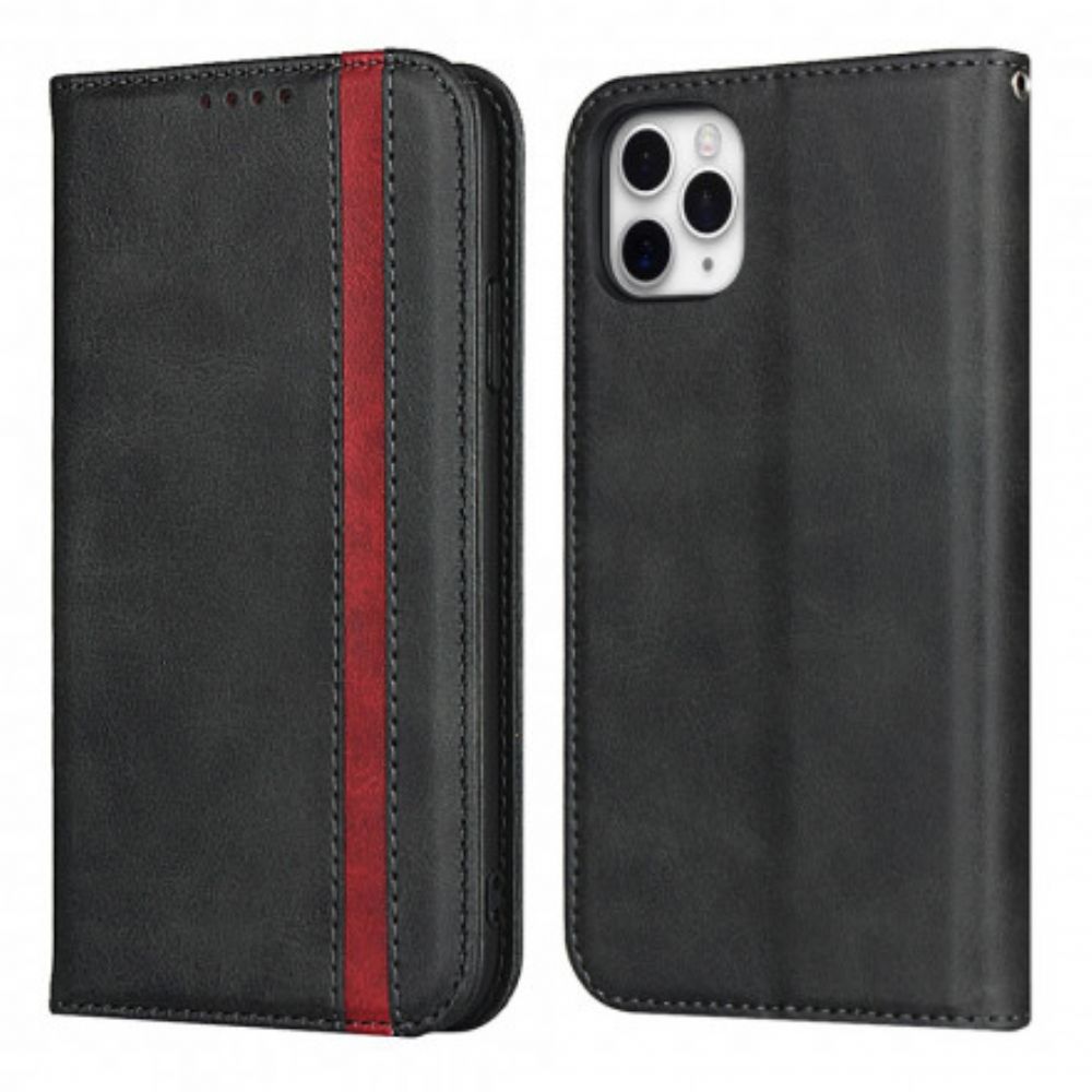 Schutzhülle Für iPhone 11 Pro Flip Case Zweifarbiger Ledereffekt Mit Riemen