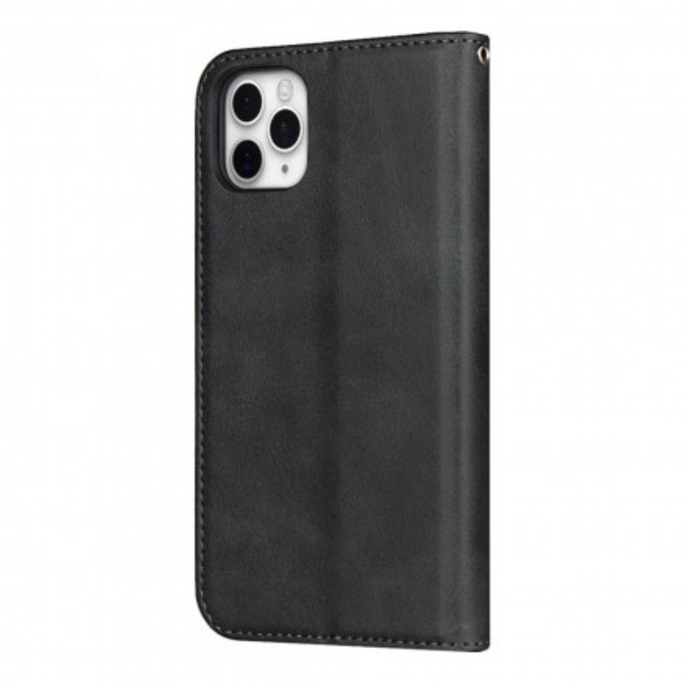 Schutzhülle Für iPhone 11 Pro Flip Case Zweifarbiger Ledereffekt Mit Riemen