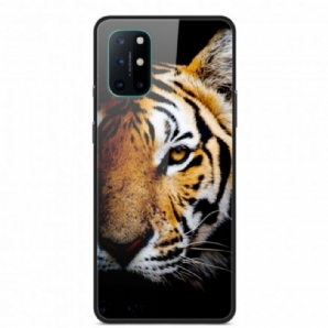 Handyhülle Für OnePlus 8T Realistischer Tiger Aus Gehärtetem Glas