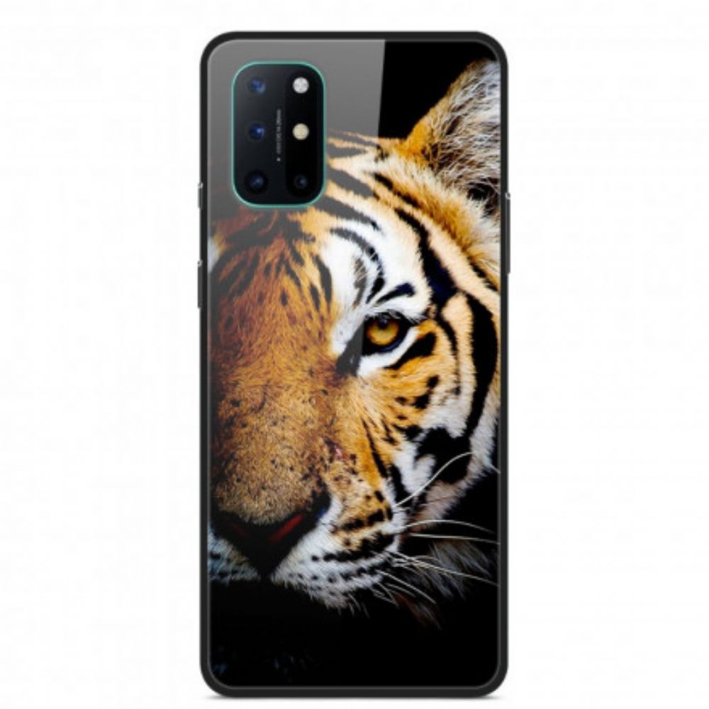 Handyhülle Für OnePlus 8T Realistischer Tiger Aus Gehärtetem Glas