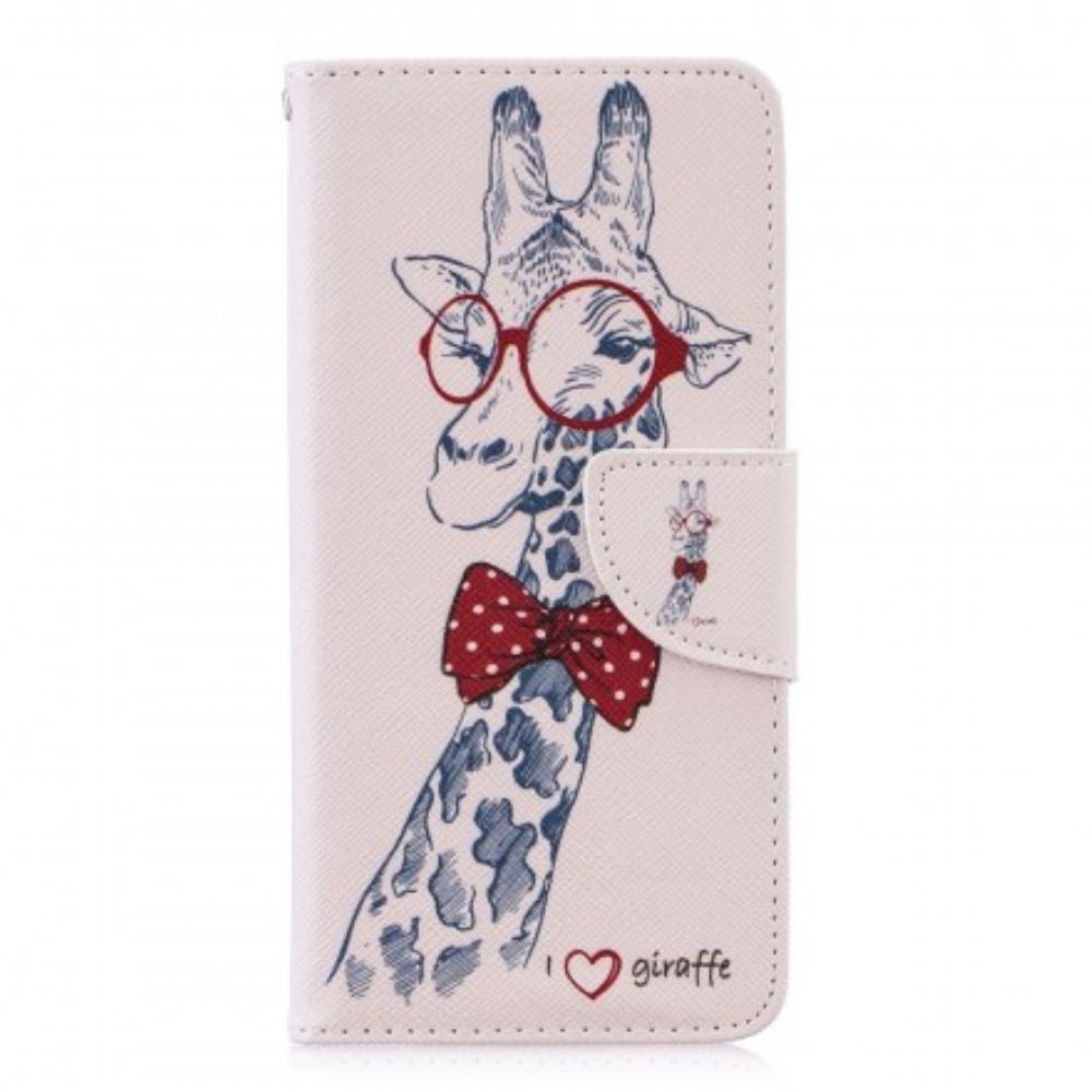 Flip Case Für Huawei P30 Nerdige Giraffe