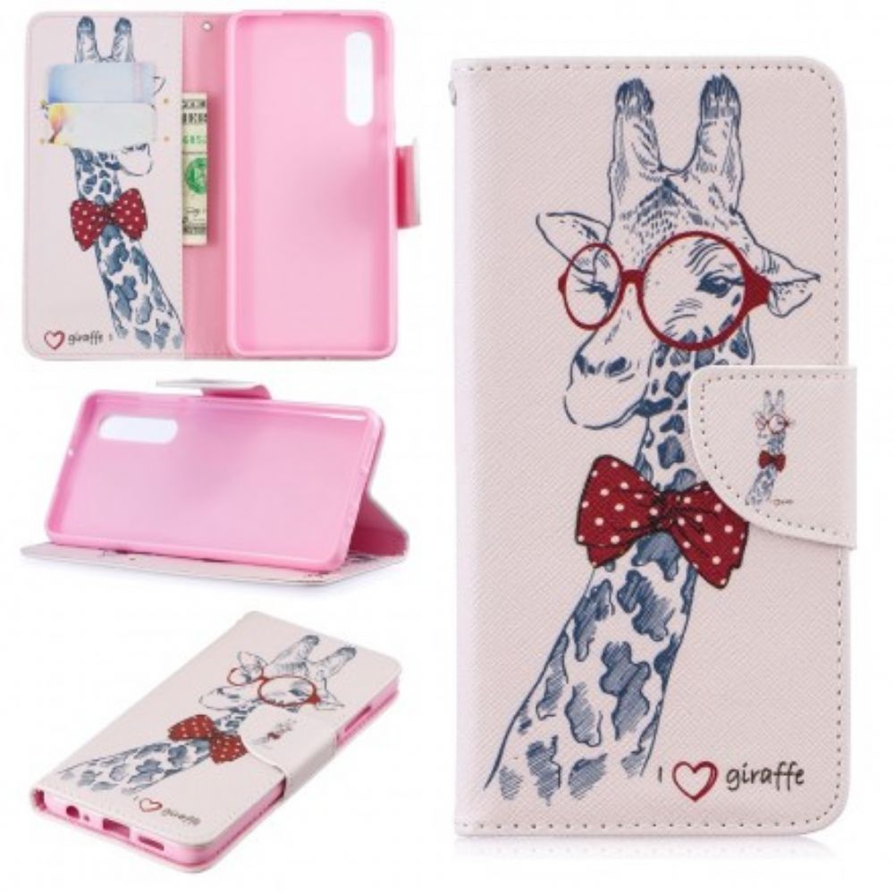 Flip Case Für Huawei P30 Nerdige Giraffe