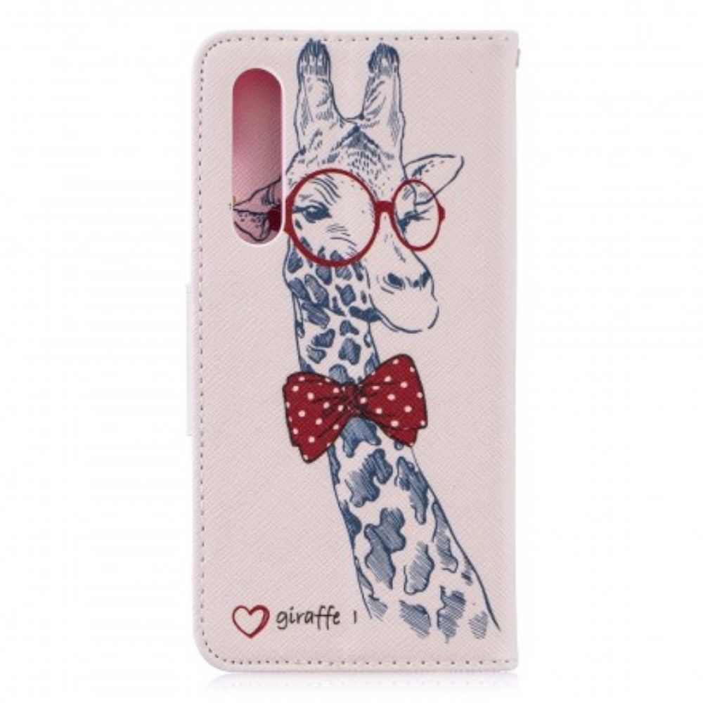 Flip Case Für Huawei P30 Nerdige Giraffe