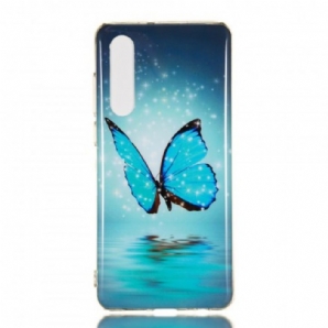 Hülle Für Huawei P30 Fluoreszierender Blauer Schmetterling