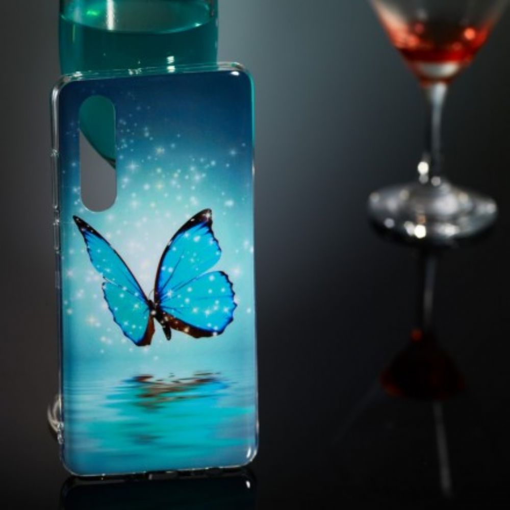 Hülle Für Huawei P30 Fluoreszierender Blauer Schmetterling