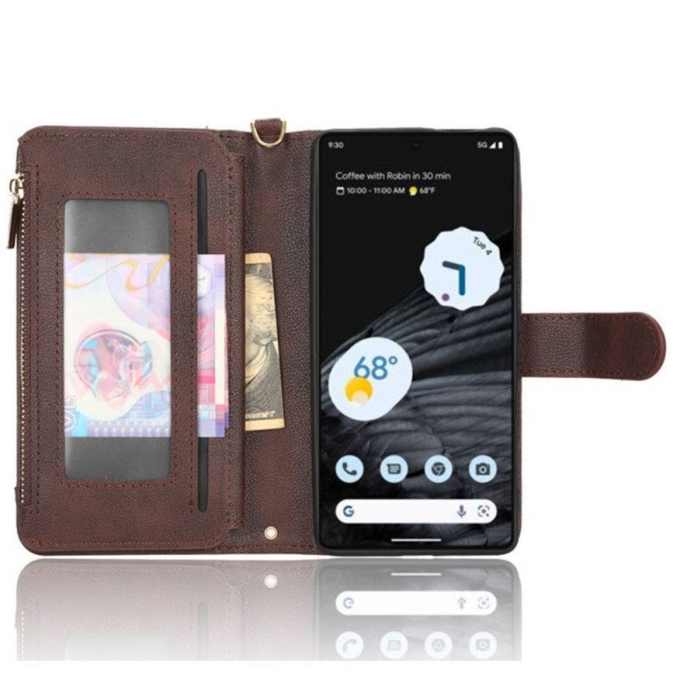 Flip Case Für Google Pixel 7 Pro Kunstleder Mit Trageband Und Schultergurt