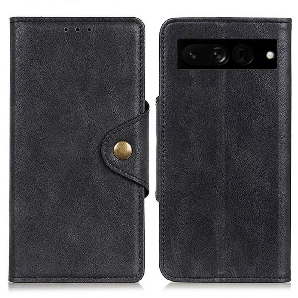 Flip Case Für Google Pixel 7 Pro Magnetischer Knopf Aus Kunstleder