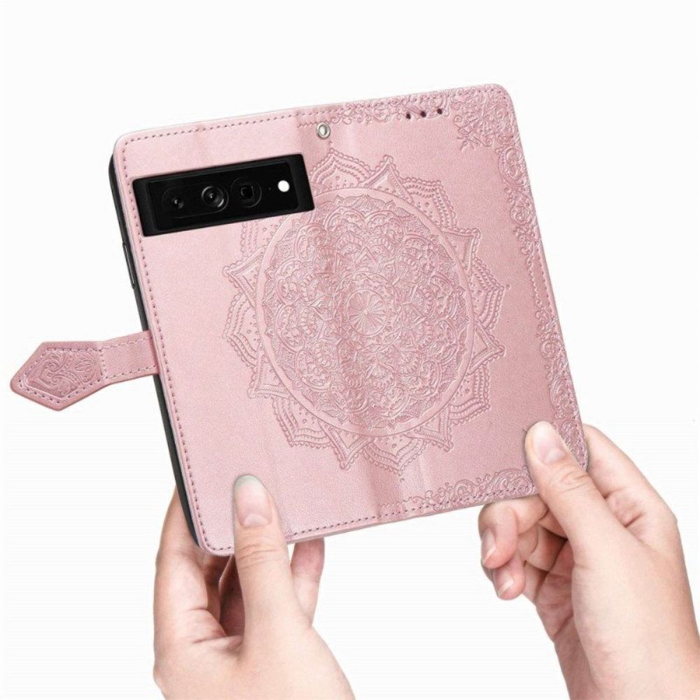 Flip Case Für Google Pixel 7 Pro Mit Kordel Riemchen-retro-mandala