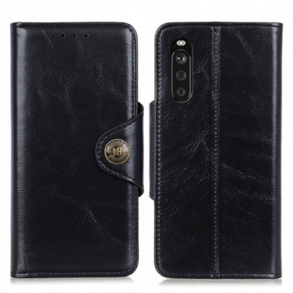 Flip Case Für Sony Xperia 10 III Kunstleder Lackknopf