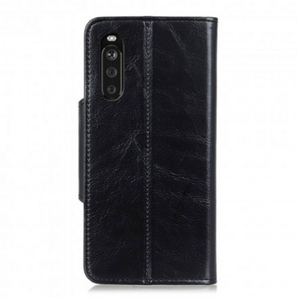 Flip Case Für Sony Xperia 10 III Kunstleder Lackknopf