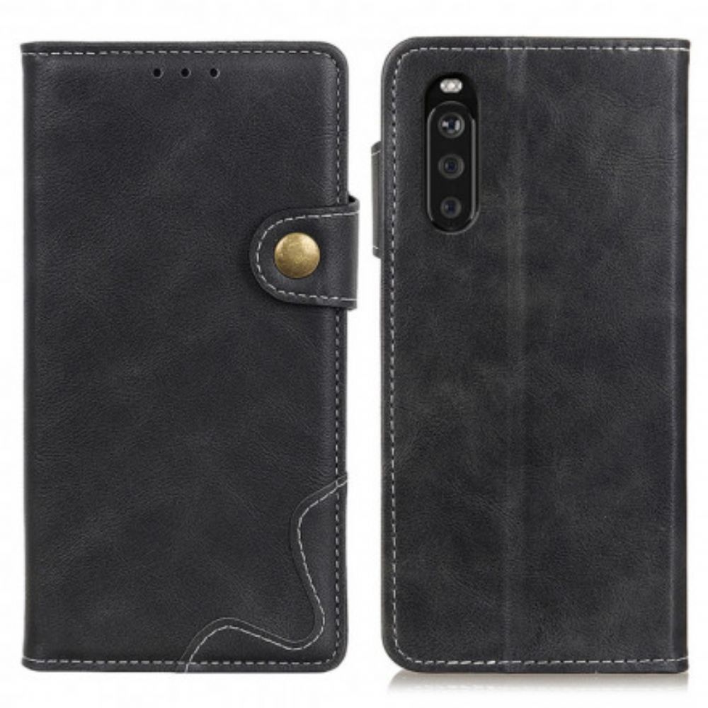 Flip Case Für Sony Xperia 10 III Künstlerische Knöpfe Und Nähte