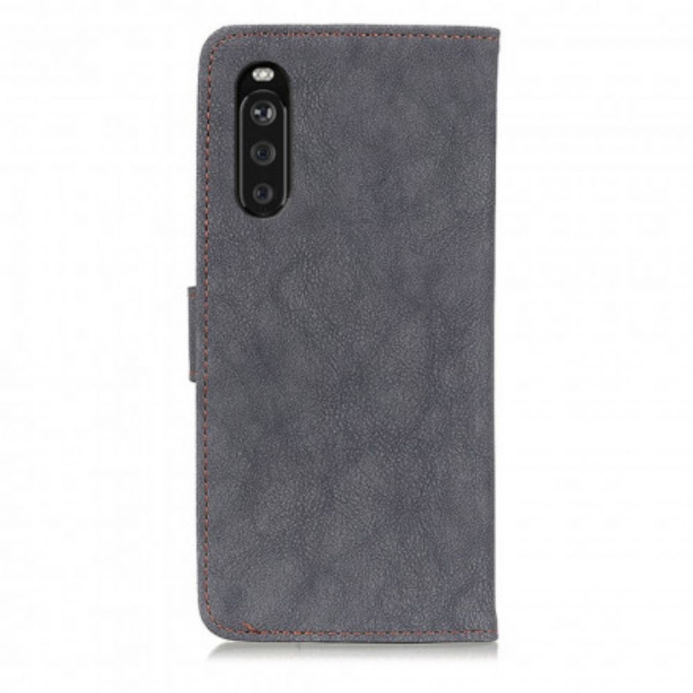 Flip Case Für Sony Xperia 10 III Retro Split Kunstleder Khazneh