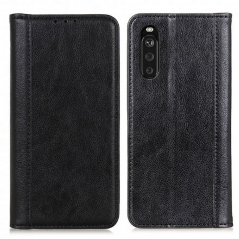 Schutzhülle Für Sony Xperia 10 III Flip Case Elegance Spaltleder Litschi