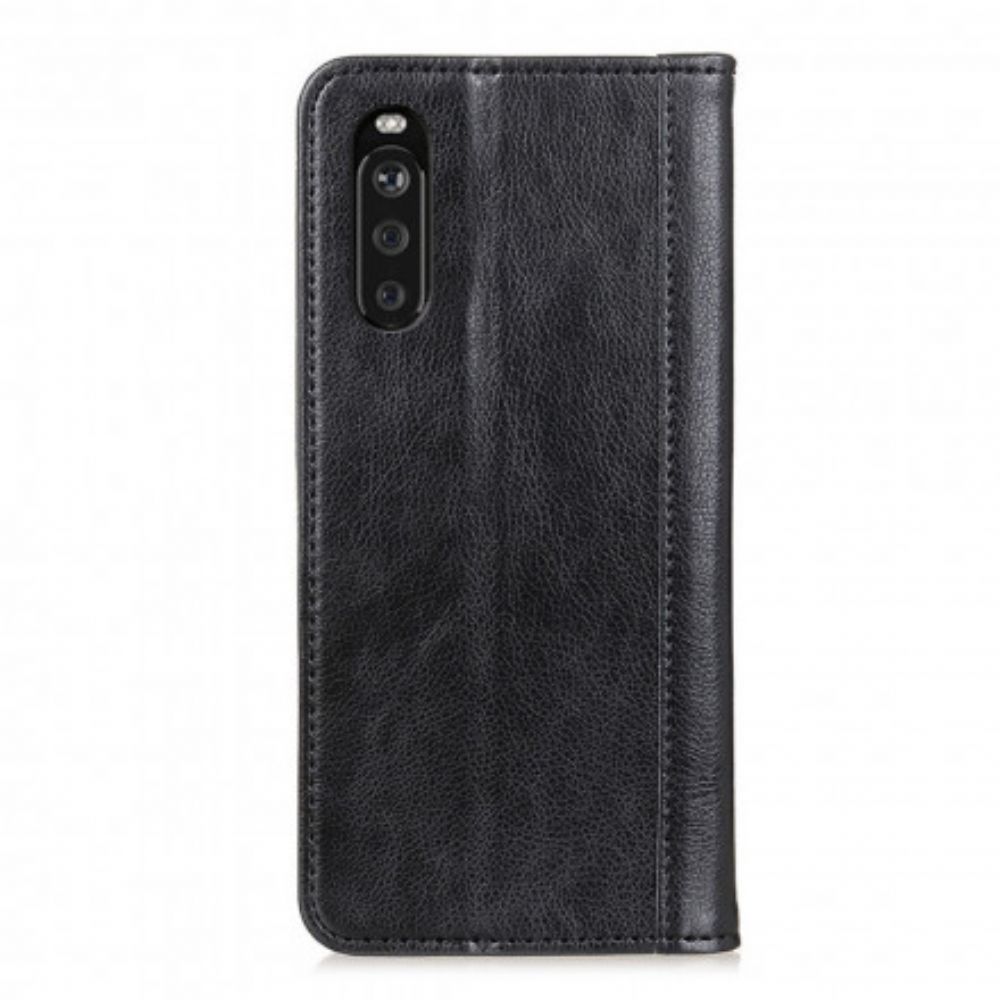 Schutzhülle Für Sony Xperia 10 III Flip Case Elegance Spaltleder Litschi