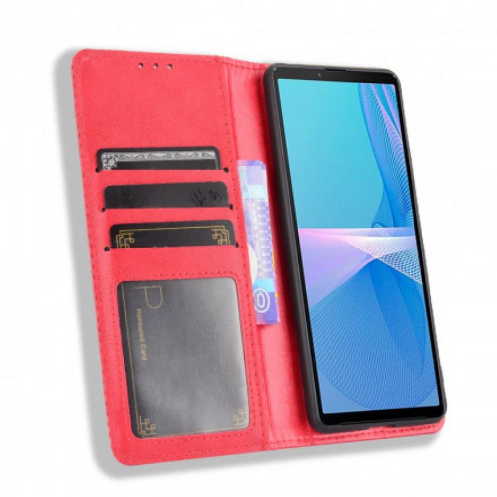 Schutzhülle Für Sony Xperia 10 III Flip Case Stilisierter Vintage-ledereffekt