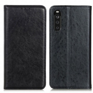 Schutzhülle Für Sony Xperia 10 III Flip Case Strukturiertes Spaltleder