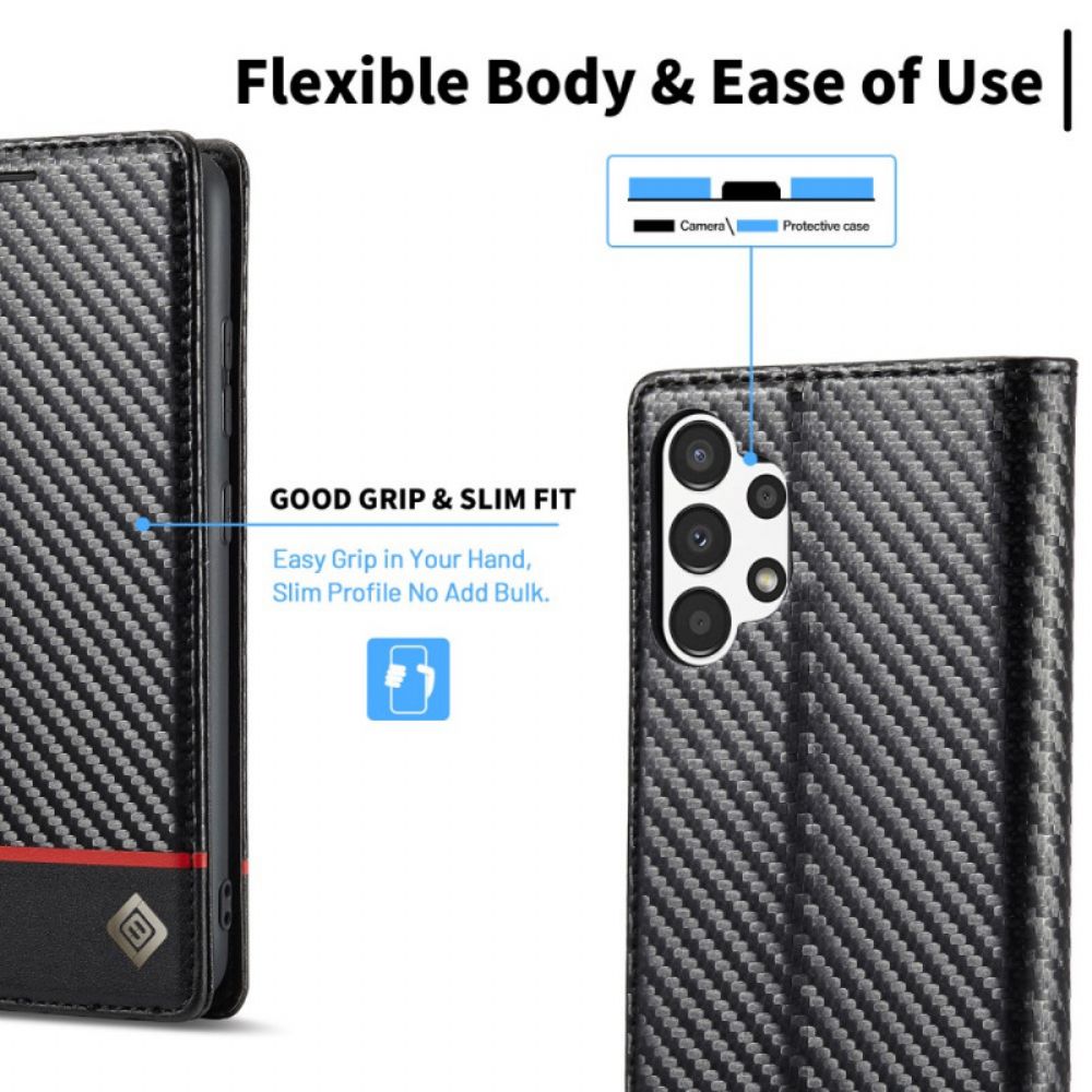 Flip Case Für Samsung Galaxy A13 Kohlefaser Lc.imeeke