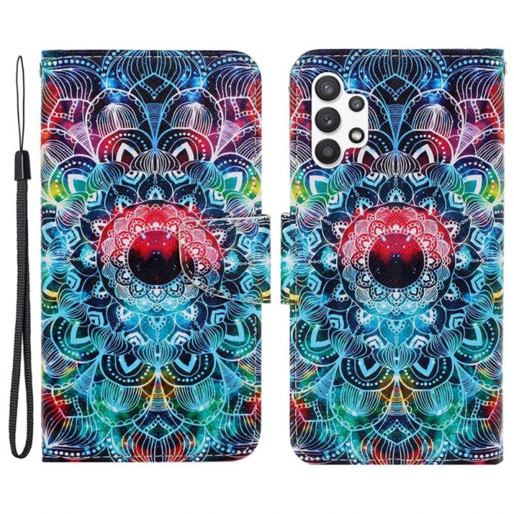 Flip Case Für Samsung Galaxy A13 Mit Kordel Auffälliges Riemchen-mandala