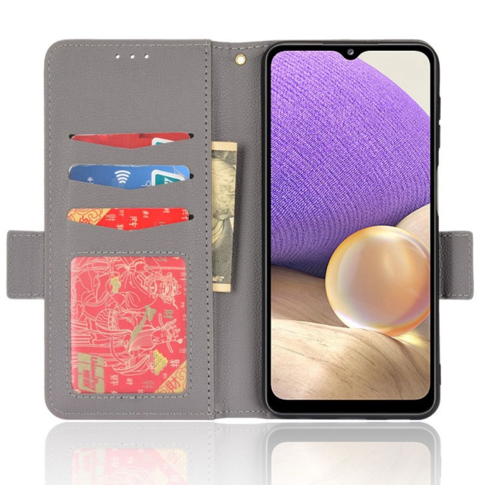 Flip Case Für Samsung Galaxy A13 Traditionelles Litschi-kunstleder