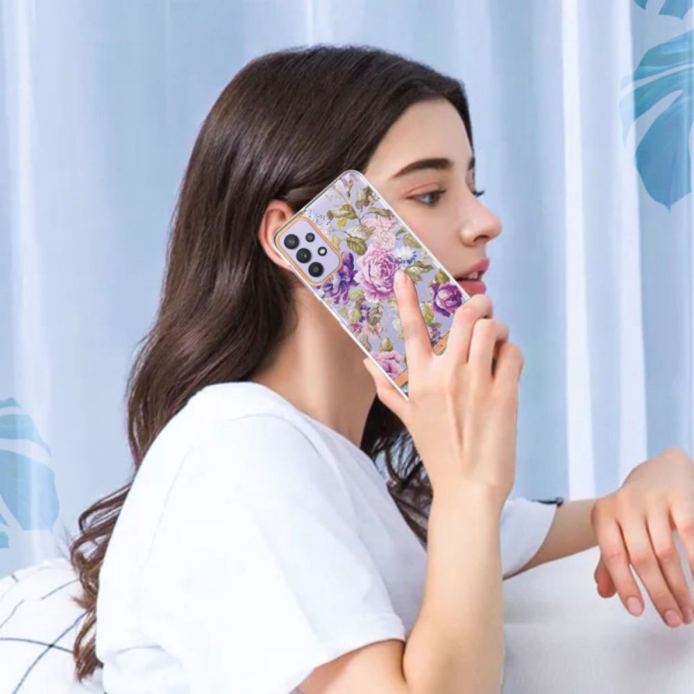 Handyhülle Für Samsung Galaxy A13 Blumiges Transparent