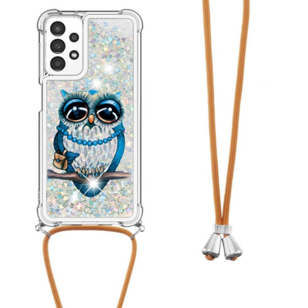 Handyhülle Für Samsung Galaxy A13 Mit Kordel Zu Miss Owl Glitzerkordel