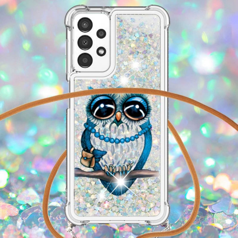 Handyhülle Für Samsung Galaxy A13 Mit Kordel Zu Miss Owl Glitzerkordel