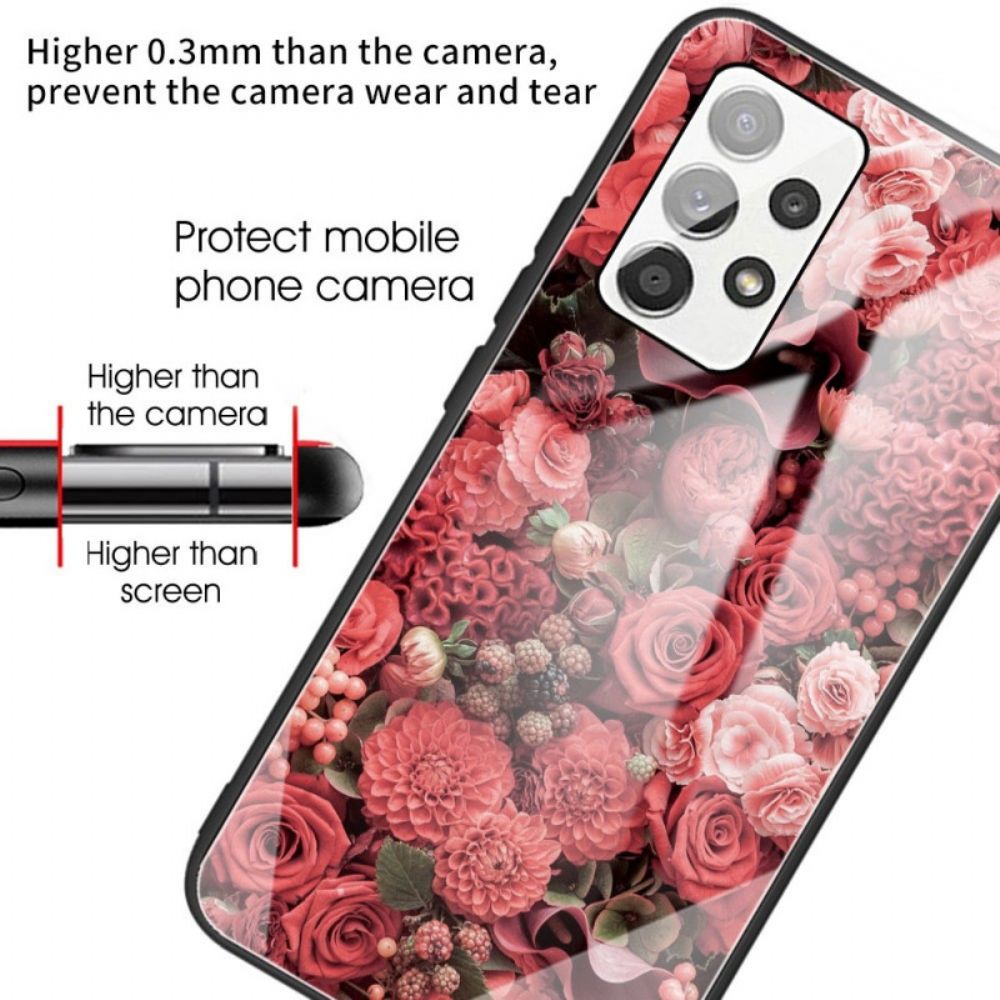 Hülle Für Samsung Galaxy A13 Rosa Blumen Aus Gehärtetem Glas