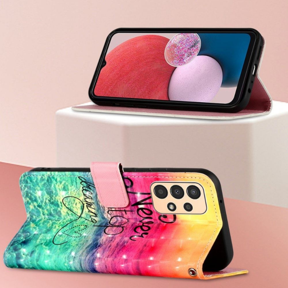 Lederhüllen Für Samsung Galaxy A13 Mit Kordel Never Stop Dreams Mit Strap