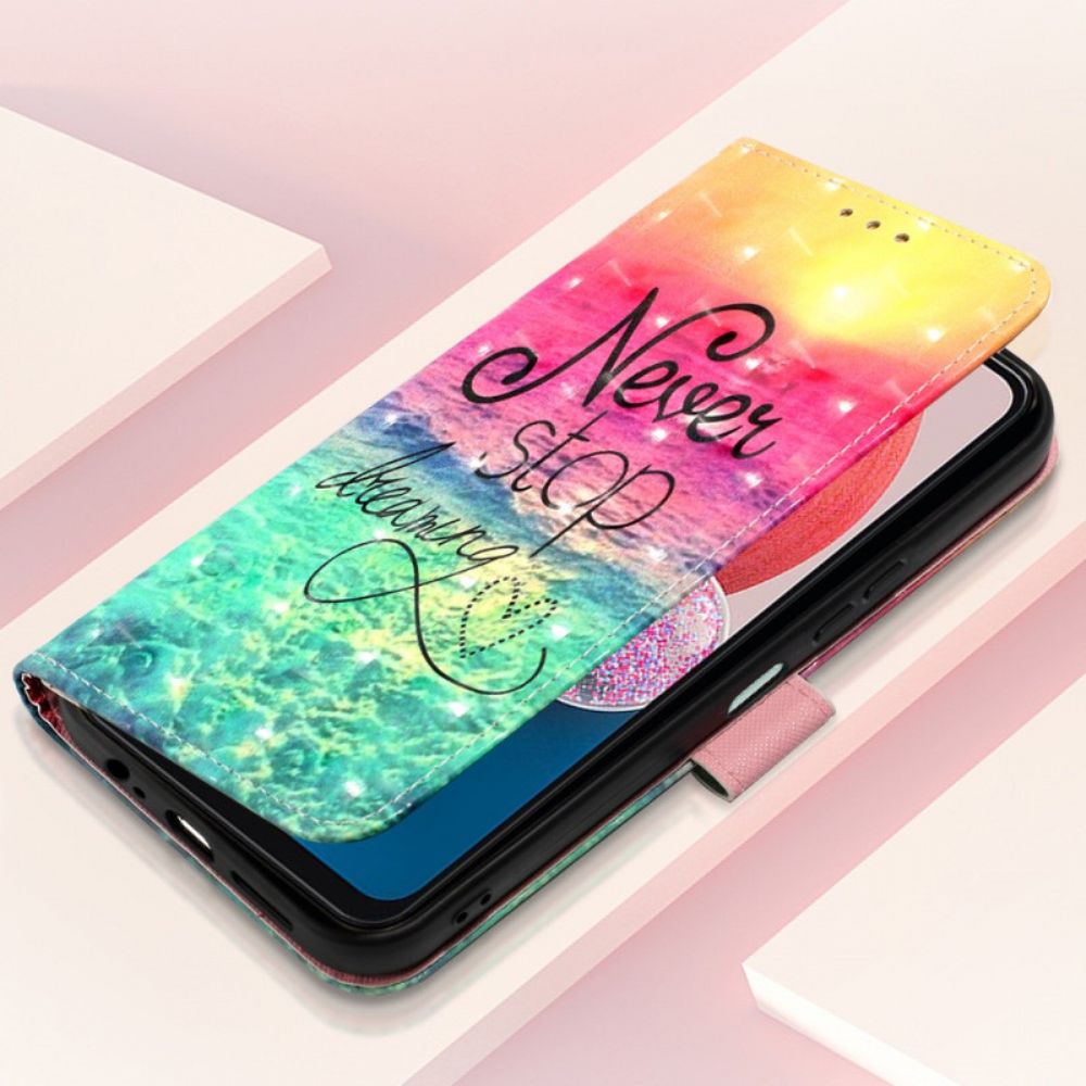 Lederhüllen Für Samsung Galaxy A13 Mit Kordel Never Stop Dreams Mit Strap