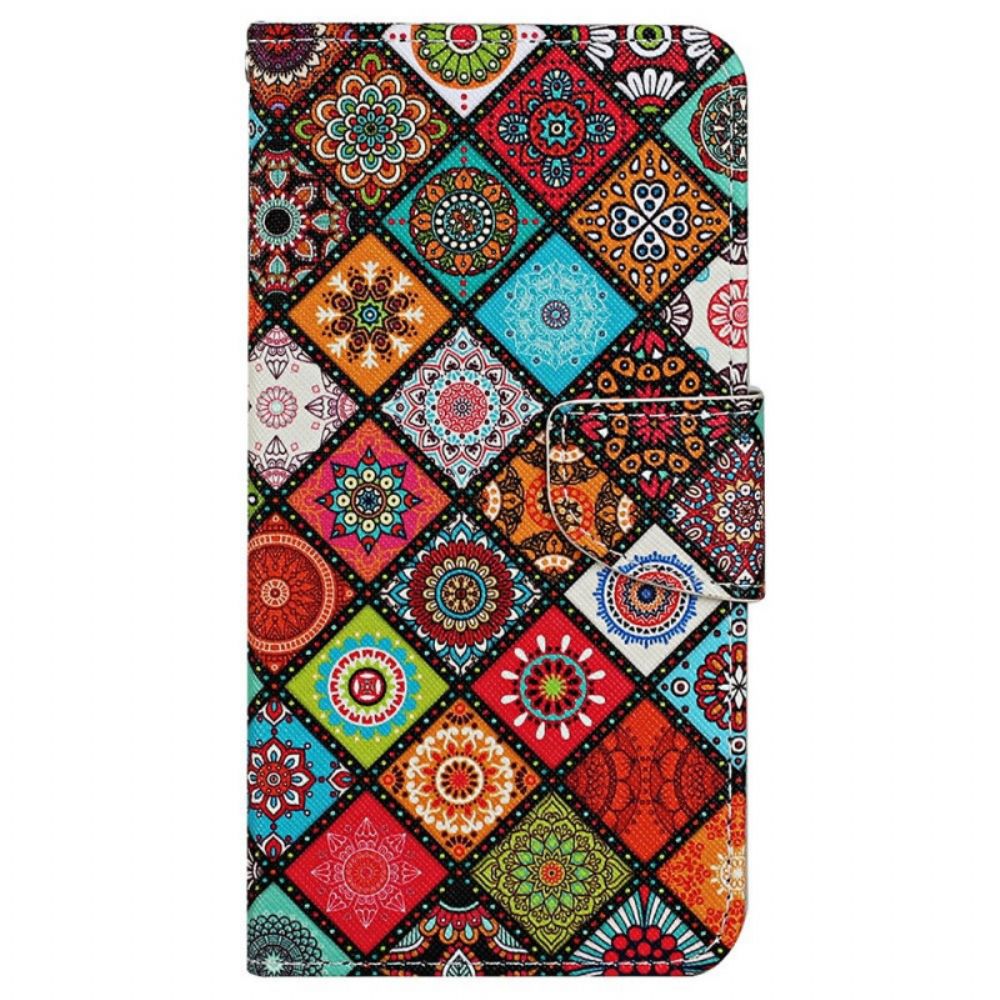 Lederhüllen Für Samsung Galaxy A13 Patchwork Mit Riemen