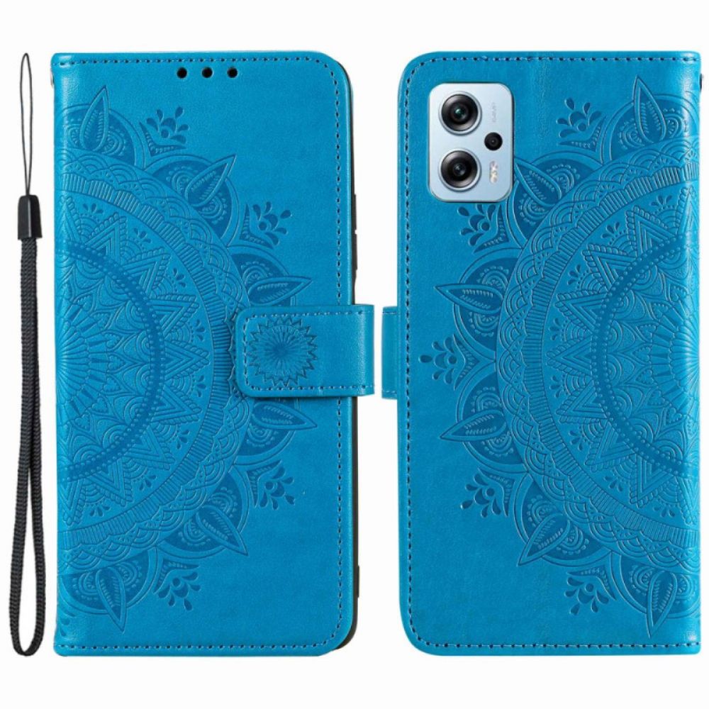 Flip Case Für Poco X4 GT Großes Mandala-muster Mit Riemen